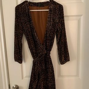 J CREW velvet animal print wrap dress